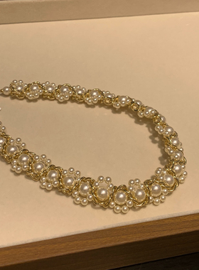 欧美轻奢小众珍珠镶钻锁骨项链