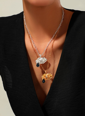 小众设计蓝眼泪眼睛项链