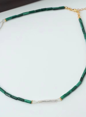 小众设计款天然孔雀石项链