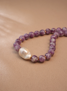 天然紫龙晶石孔雀石项链