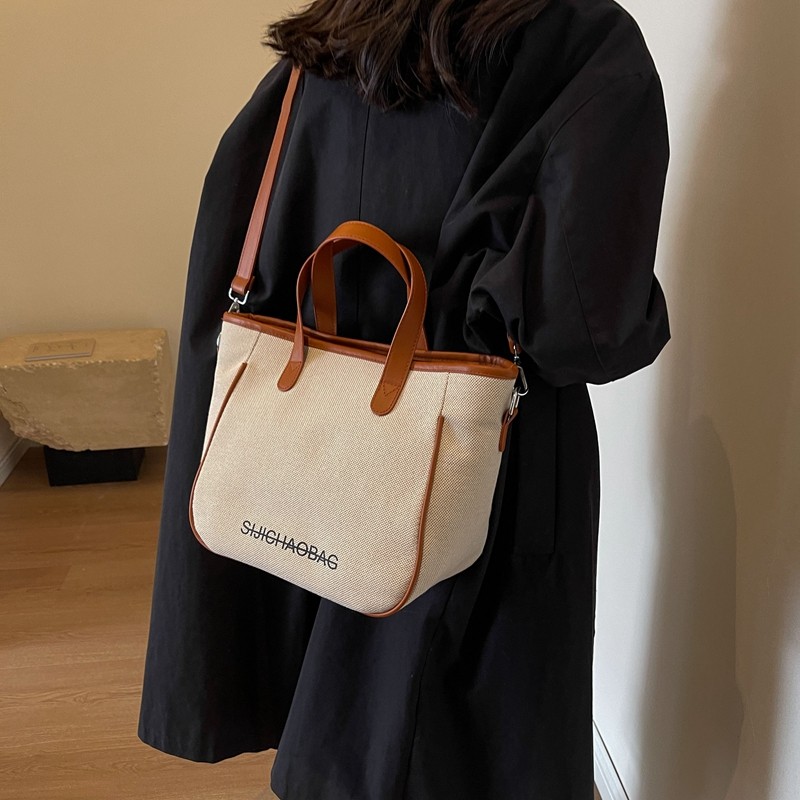 PINK新款秋冬百搭帆布包包女大容量单肩斜挎包布包手提通勤托特包,淘宝优惠券,粉丝福利购,淘宝优惠卷