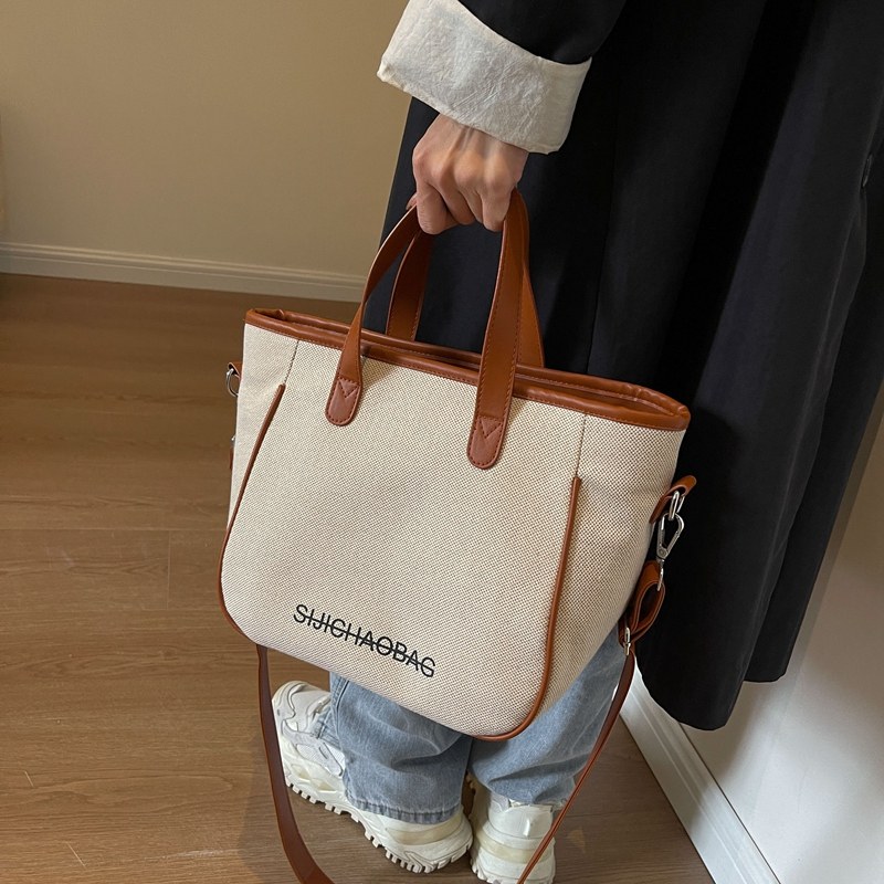 PINK新款秋冬百搭帆布包包女大容量单肩斜挎包布包手提通勤托特包,淘宝优惠券,粉丝福利购,淘宝优惠卷