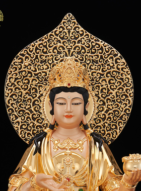 纯铜鎏金坚牢地神佛像摆件
