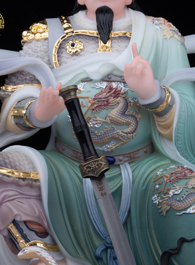 汉白玉真武大帝武当山神像摆件