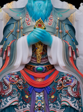 汉白玉四海龙王神像客厅摆件