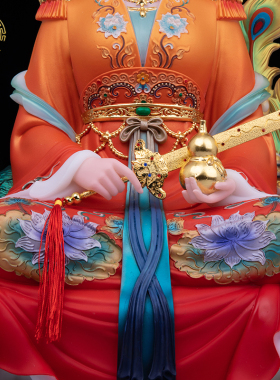 汉白玉九天玄女娘娘神像摆件