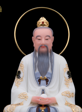 汉白玉上古三清神像客厅摆件