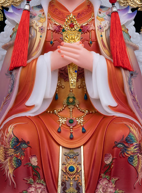 汉白玉妈祖娘娘神像供奉摆件