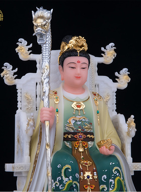 汉白玉龙王龙母神像客厅摆件
