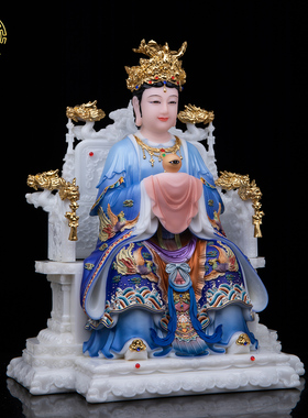 三霄娘娘汉白玉手工彩绘供奉摆件