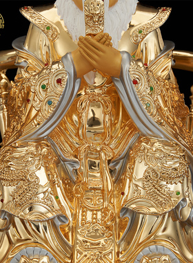 鎏金镶钻四海龙王神像客厅摆件