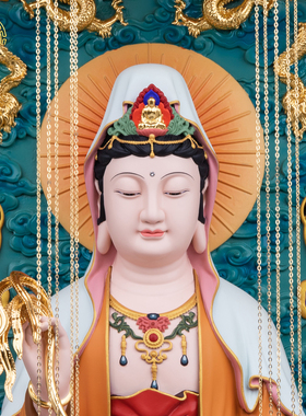 黄铜敦煌彩娑婆三圣佛像供奉摆件