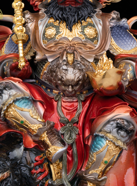 黄铜珐琅彩赵公明武财神摆件
