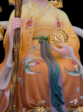 汉白玉彩绘老母神像工艺摆件