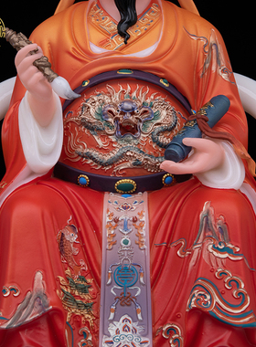 汉白玉文昌帝君神像龙椅客厅摆件