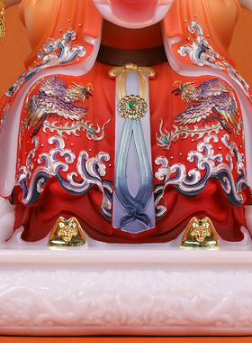 三霄娘娘神像汉白玉彩绘佛像摆件