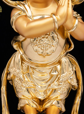 树脂素金金童玉女客厅摆件