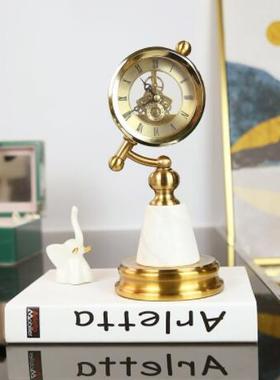 轻奢风大理石座钟床头柜地球仪