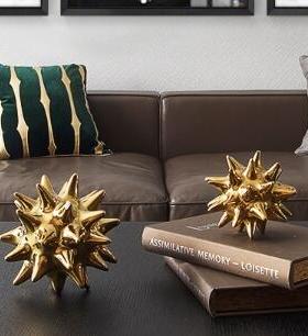 轻奢风金属黄铜色家居客厅刺球