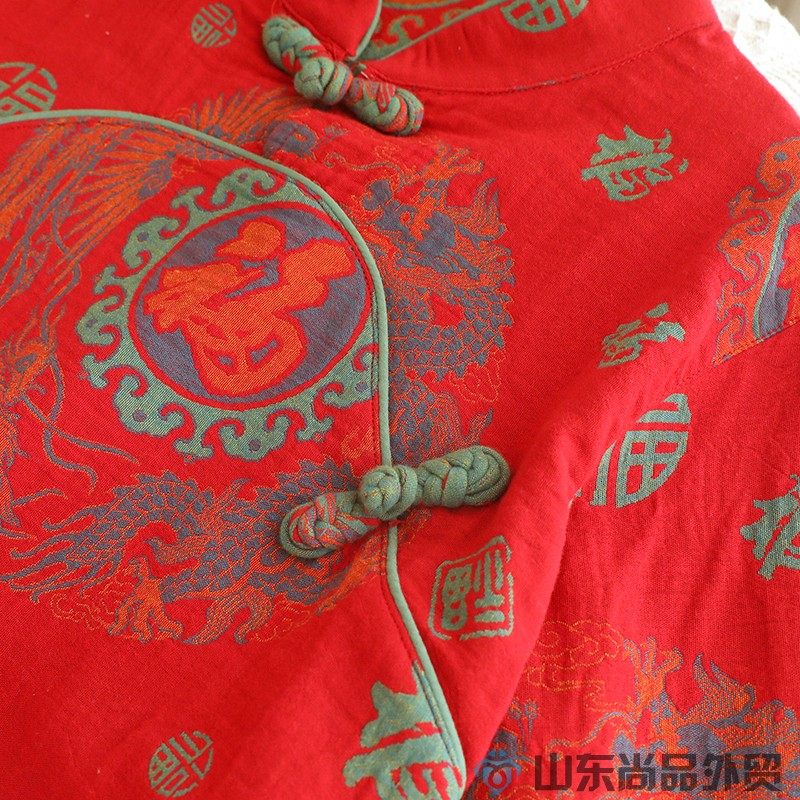 新款复古风红色福字纯棉睡衣女春秋提花国风盘扣本命年家居服套装,淘宝优惠券,粉丝福利购,淘宝优惠卷