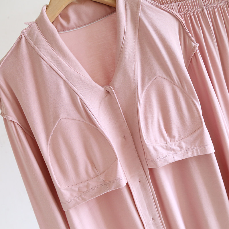 新款莫代尔带胸垫睡衣女春夏季薄款免文胸长袖套装休闲大码家居服,淘宝优惠券,粉丝福利购,淘宝优惠卷