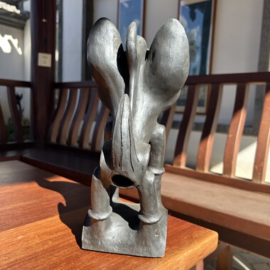 董月畅黑陶云南大理剑川黑陶瓦猫摆件大号纯手工制作招财纳福神兽