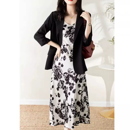 Летнее элегантное платье, длинная юбка, большой размер, подходит для полных девушек, яркий броский стиль