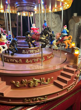 树脂发光圣诞电动音乐盒