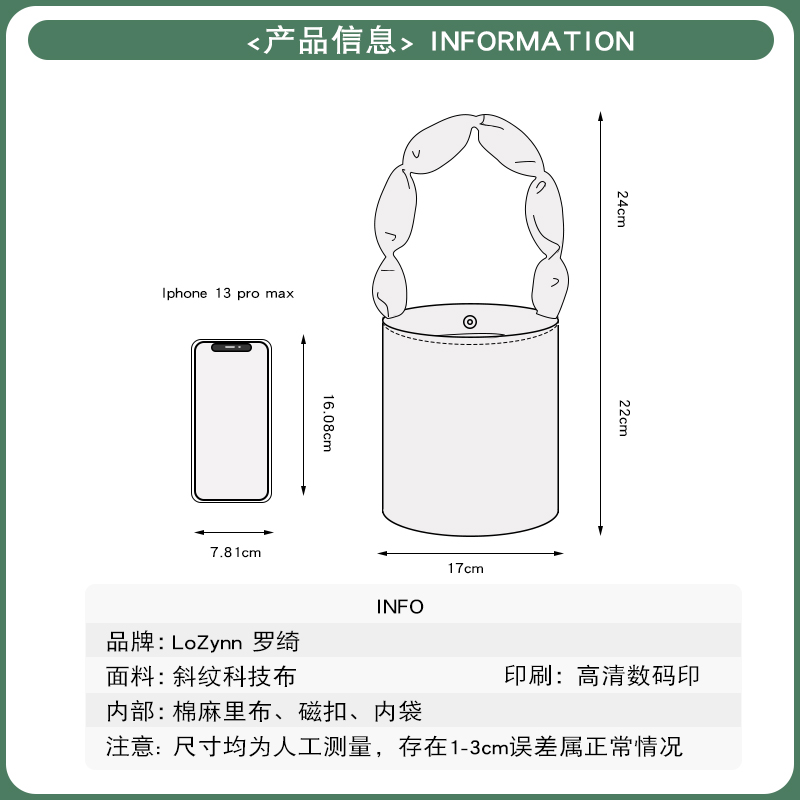 罗绮X姚醒醒原创插画设计水桶包女单肩包可爱表情充棉肩带手提-图1