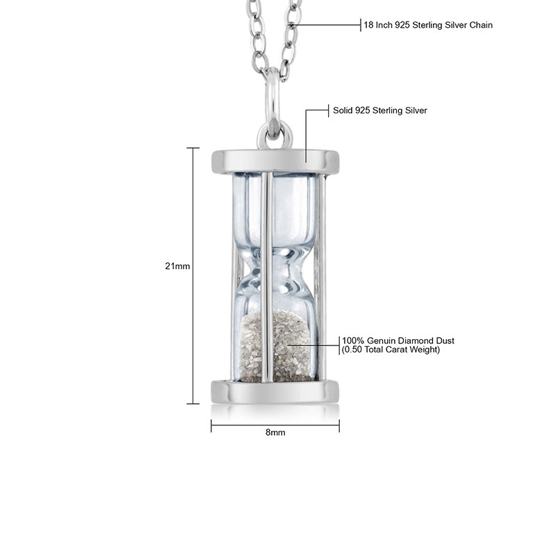 [晁然姐姐推荐]50分钻石沙漏项链女925纯银吊坠情侣锁骨链礼物-图0