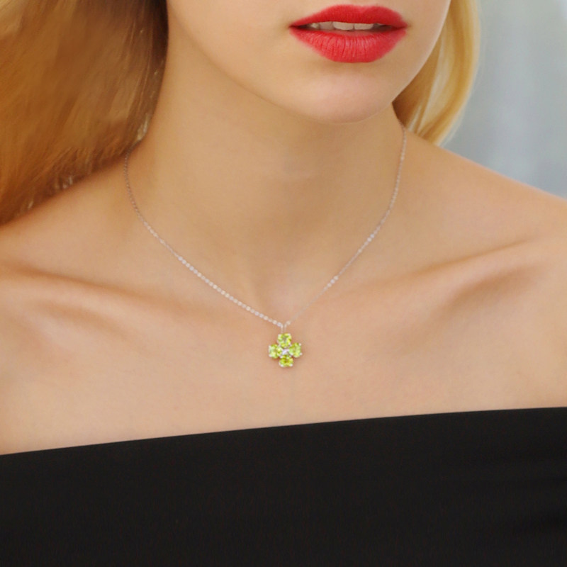 定制四叶草925银12月生日石锁骨链 gemstoneking海外项链