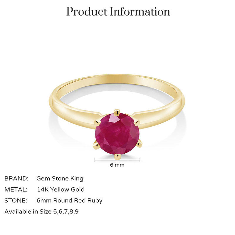 gsk红宝石14k金1克拉彩色女戒 gemstoneking海外手饰