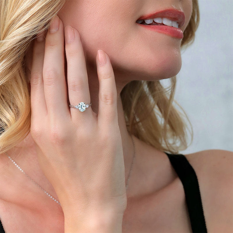 gsk天然海蓝宝女10k金彩色指环 gemstoneking海外手饰