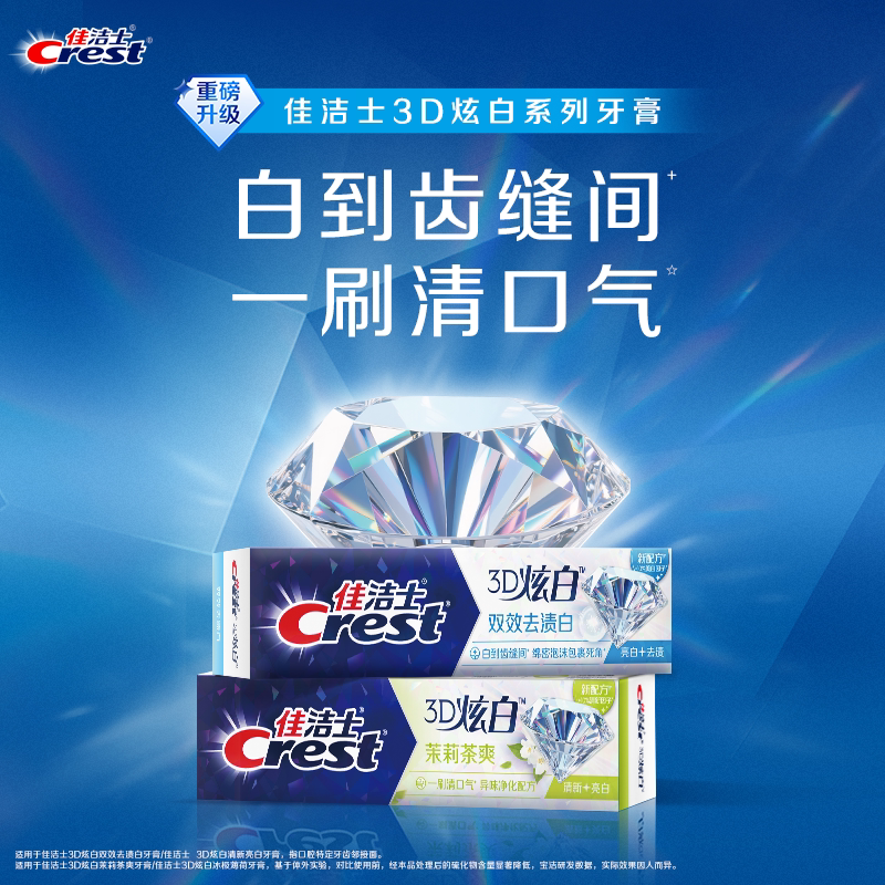 佳洁士3D炫白双效牙膏减轻口臭口气清新成人家庭组合实惠装正品