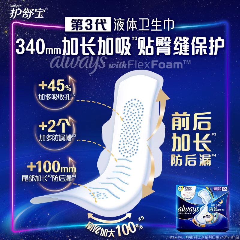 【顶配无感】护舒宝液体卫生巾超薄超长夜用姨妈巾官方旗舰店 - 图2