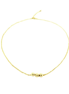 S925纯银镀14K金经典万能小金豆项链女锁骨链 气质简约大方小清新