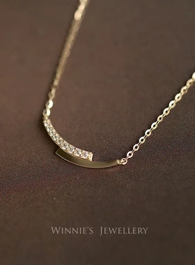 wish热卖S925纯银镀14k金项链 简约气质百搭精美小众锁骨项链