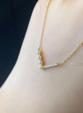 项链V字珍珠项链女S925纯银轻奢高级感简约设计ins百搭锁骨链吊坠
