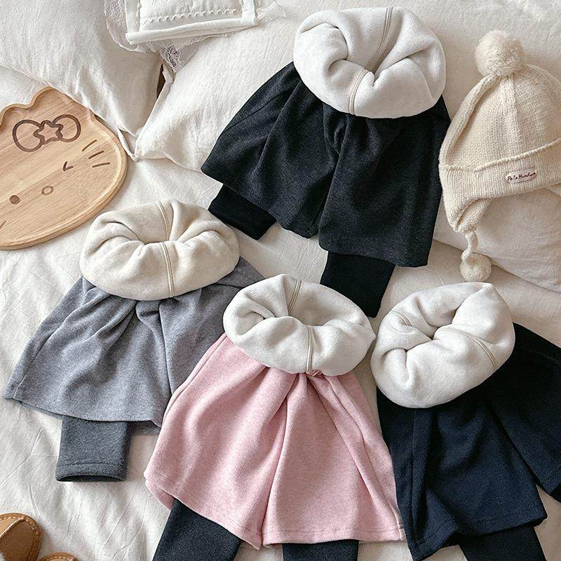 儿童假两件加绒阔腿裤子秋冬季靴裤男女童毛呢加厚长裤打底裤洋气,淘宝优惠券,粉丝福利购,淘宝优惠卷