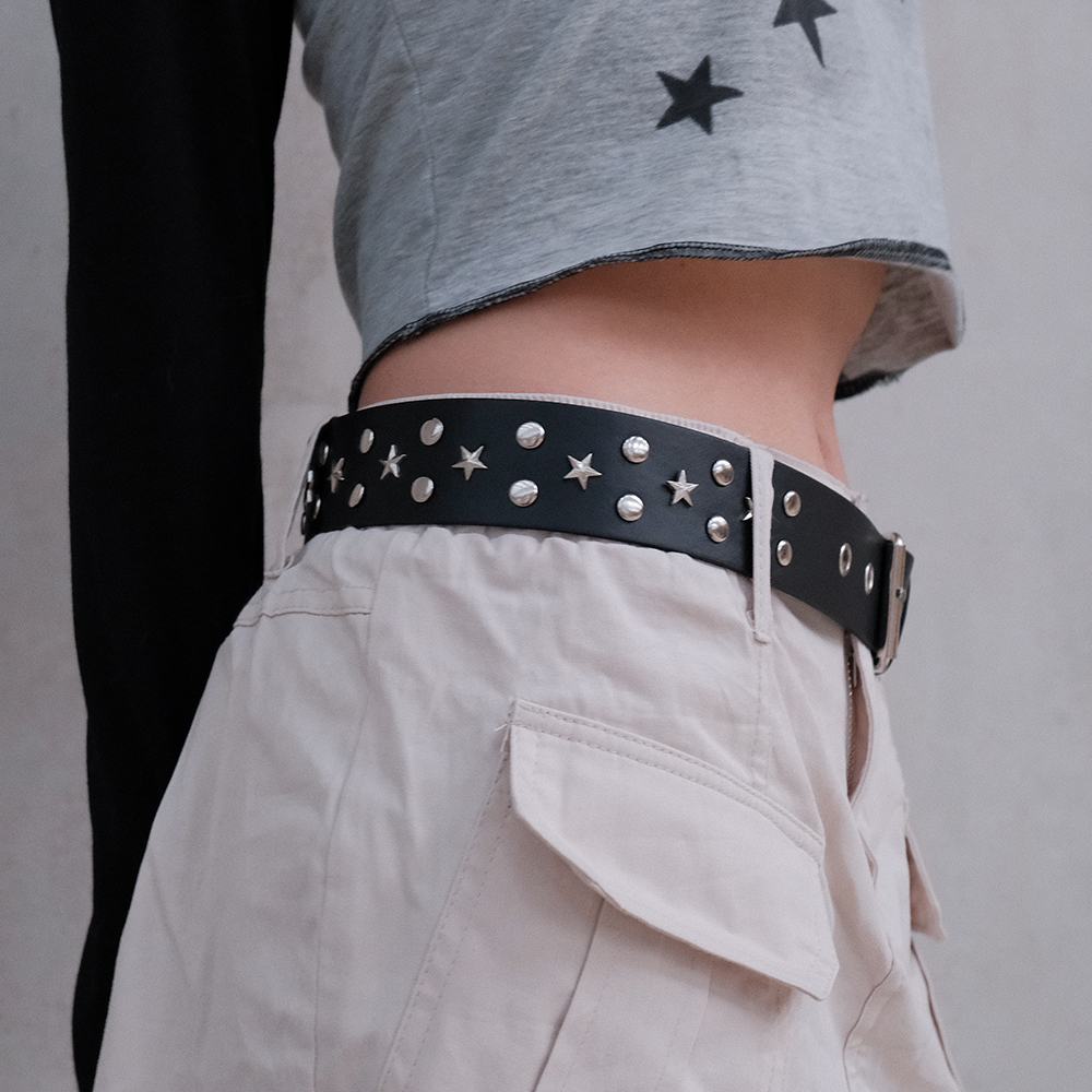 Darkblue星星铆钉辣妹y2k腰带个性男女街头牛仔裤针扣学生皮带