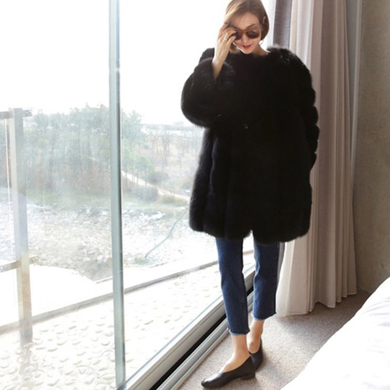 深蓝色直筒宽松高腰八分修身牛仔裤 冰雪丹尼牛仔裤