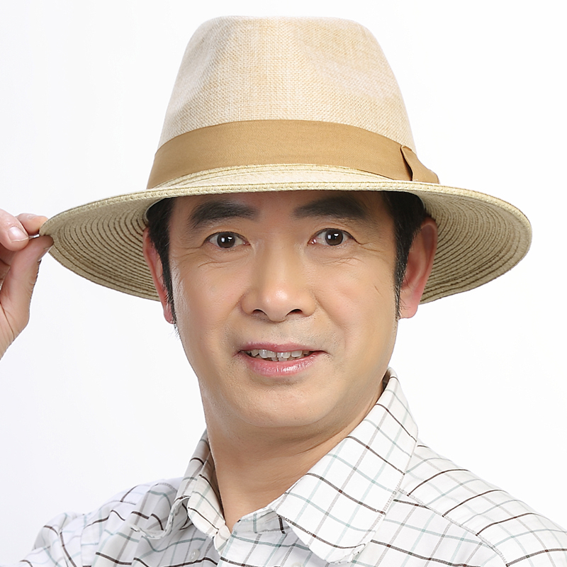倚阑醉旗舰店上海滩草帽经典休闲礼帽男大檐大码遮阳帽子春秋天英伦复古草帽夏0