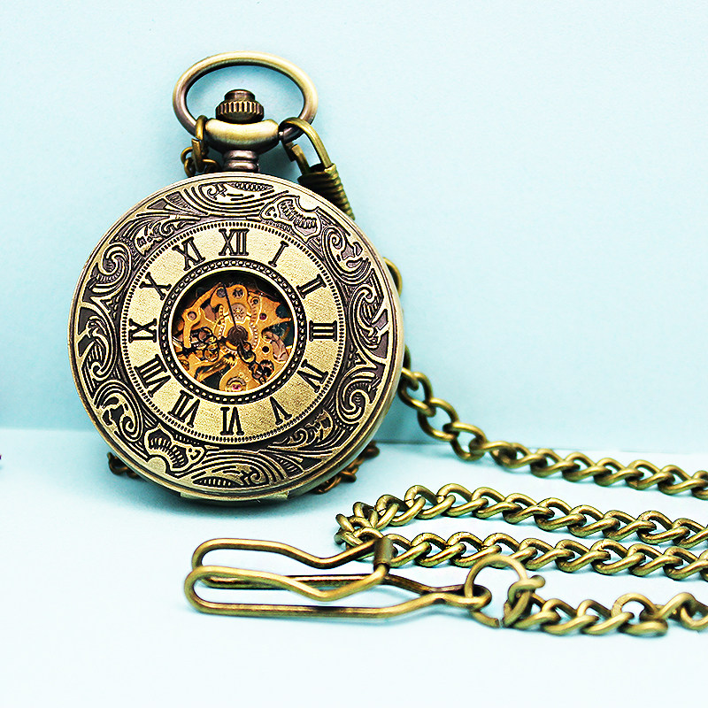 经典复古老人男士石英表动力挂链表 木川怀表