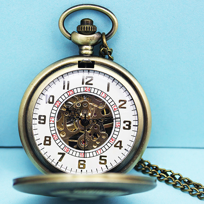 经典复古老人男士石英表怀表挂链表 木川怀表