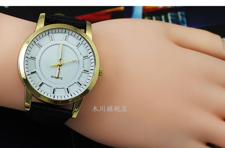 学生皮带中性复古石英表 木川国产腕表