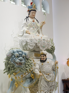 汉白玉华严三圣佛像供奉文殊普贤菩萨石雕释迦牟尼佛寺庙如来神像