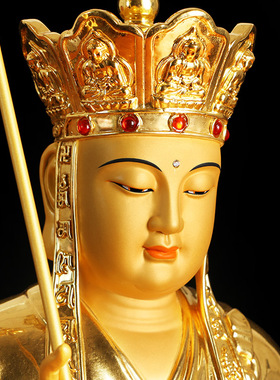 台湾手工贴金地藏王铜像娑婆三圣