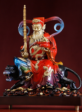 纯铜彩绘赵公明财神爷招财摆件