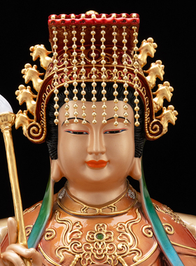 台湾彩绘纯铜地母娘娘神像摆件