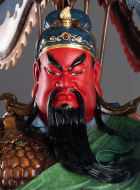 纯铜日月关公神像摆件立刀武圣